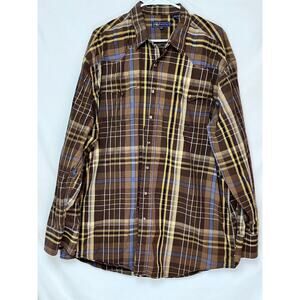 Roper Men's Size 2XLT Brown Plaid Snap Front Long Sleeve Western Cowboy Shirt